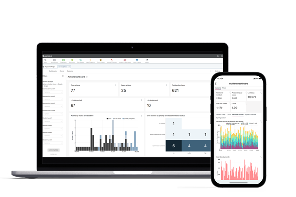 Computer screen with Quentic Analytics