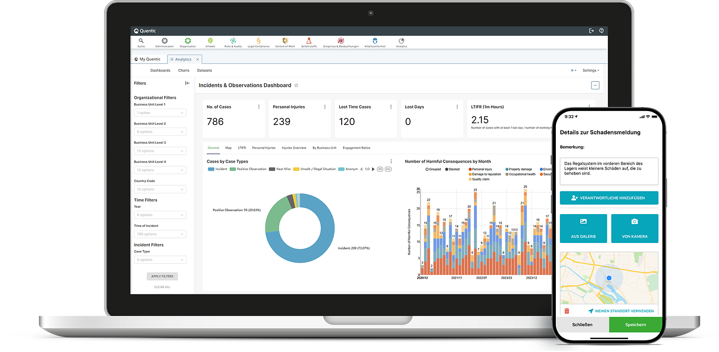 Screenshot von der Quentic Software